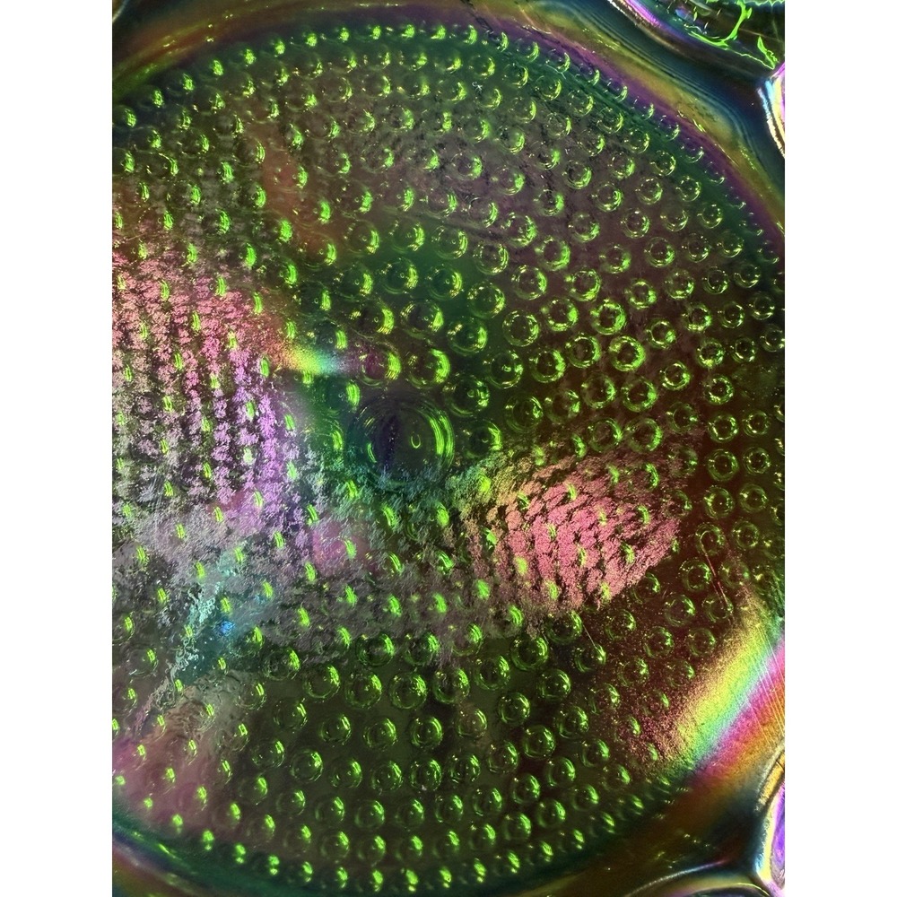 Vintage Indiana Glass Deviled Egg Plate Carnival Hobnail Lime Green 11" 1960s - Picture 6 of 16